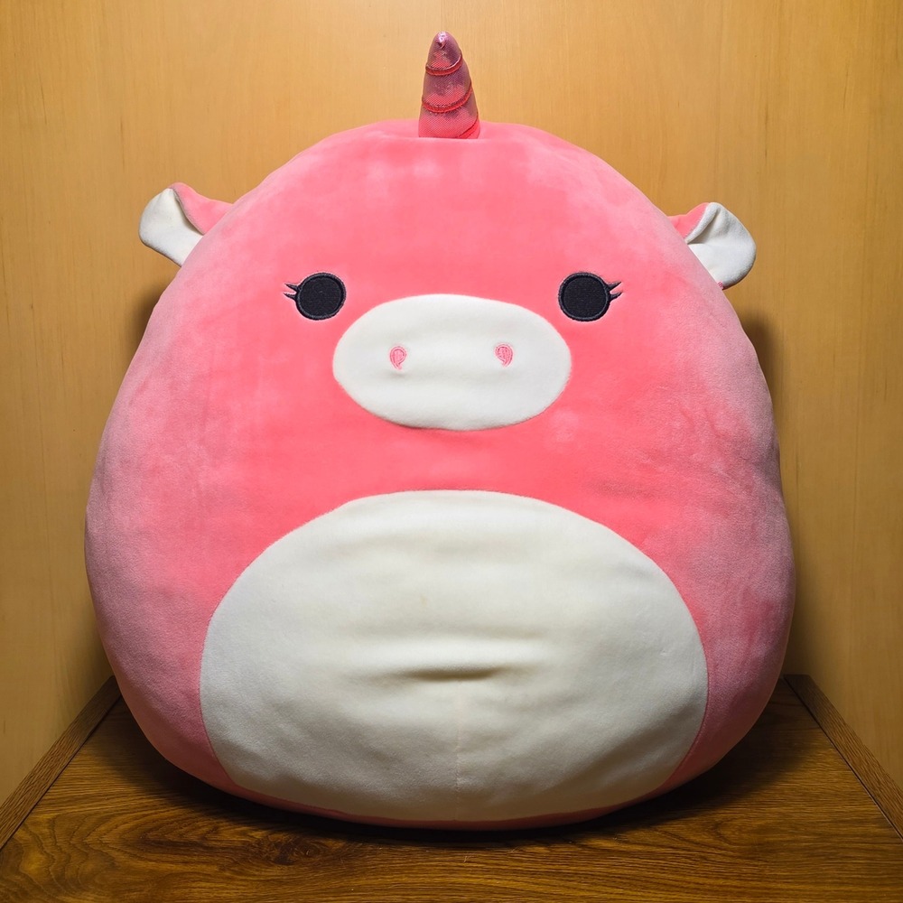 Squishmallows 16" Pink Unicorn Plush White Belly Metallic Horn Used No Tags